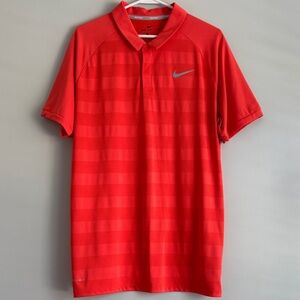 Nike Men's Vibrant Orange Polo with Subtle Gray Swoosh